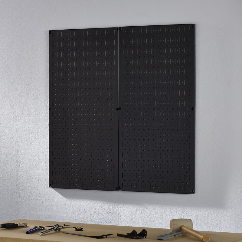 Panneau perforé en acier de 32 po x 32 po, Noir