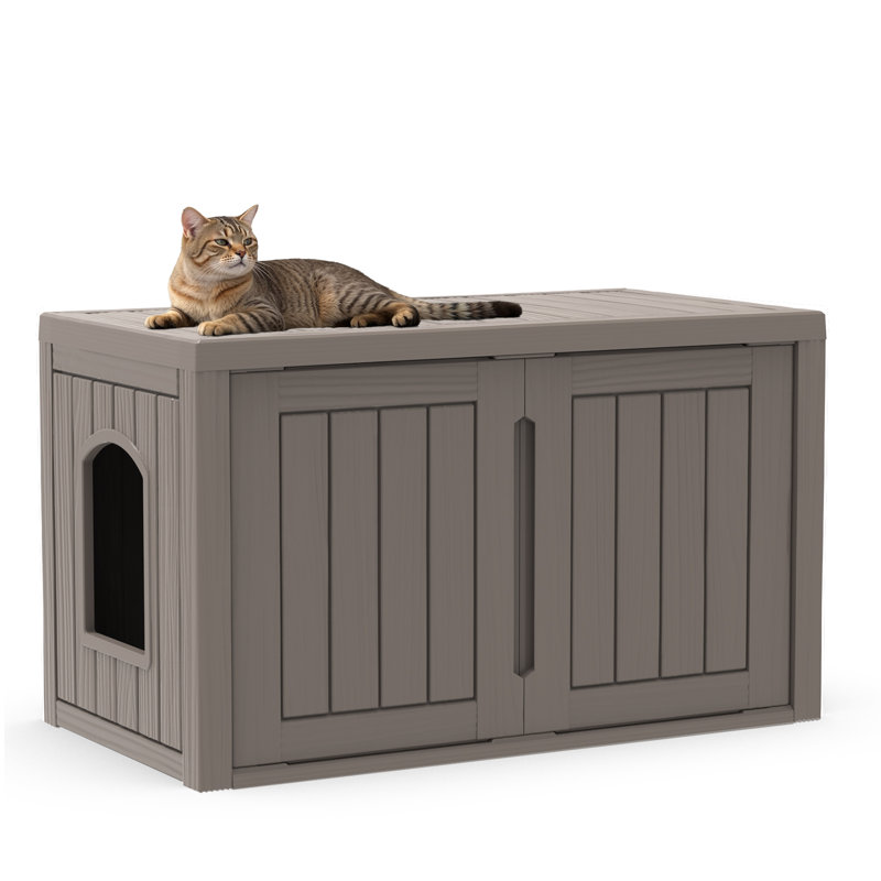 Lit pour chat trois-en-un, armoire de rangement pour animaux, litière pour chat avec séparateurs amovibles (noir), Noir