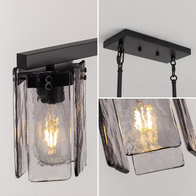 5 - Light Glass Kitchen Island Linear Pendant Dimmable Pendant