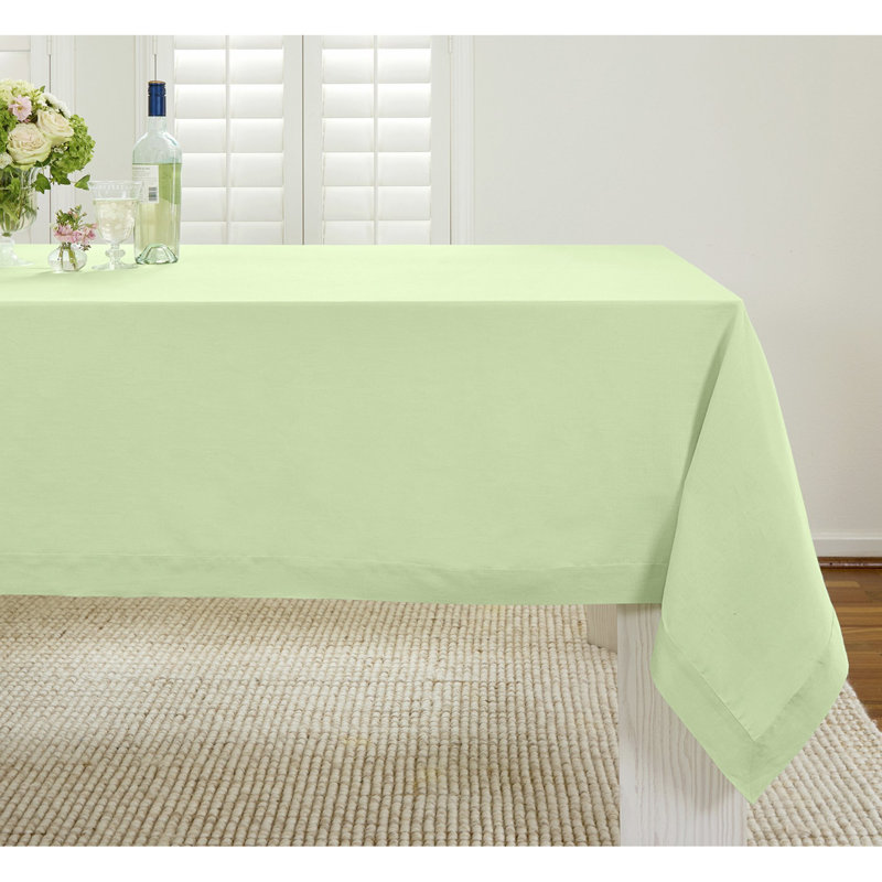 100% Pure Linen Tablecloth - Fete, 90" L x 60" W, Pastel Green