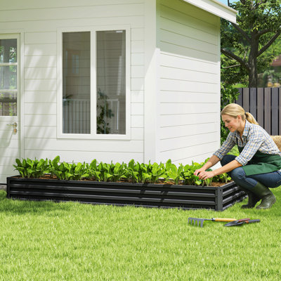 Jardinière en L en forme de L avec jardinière en acier galvanisé noir