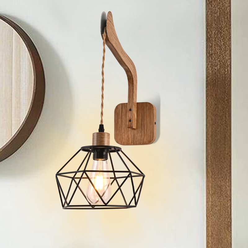 1 - Light Farmhouse Industrial Swing Arm Sconce, Adjustable Arm Wall Sconce