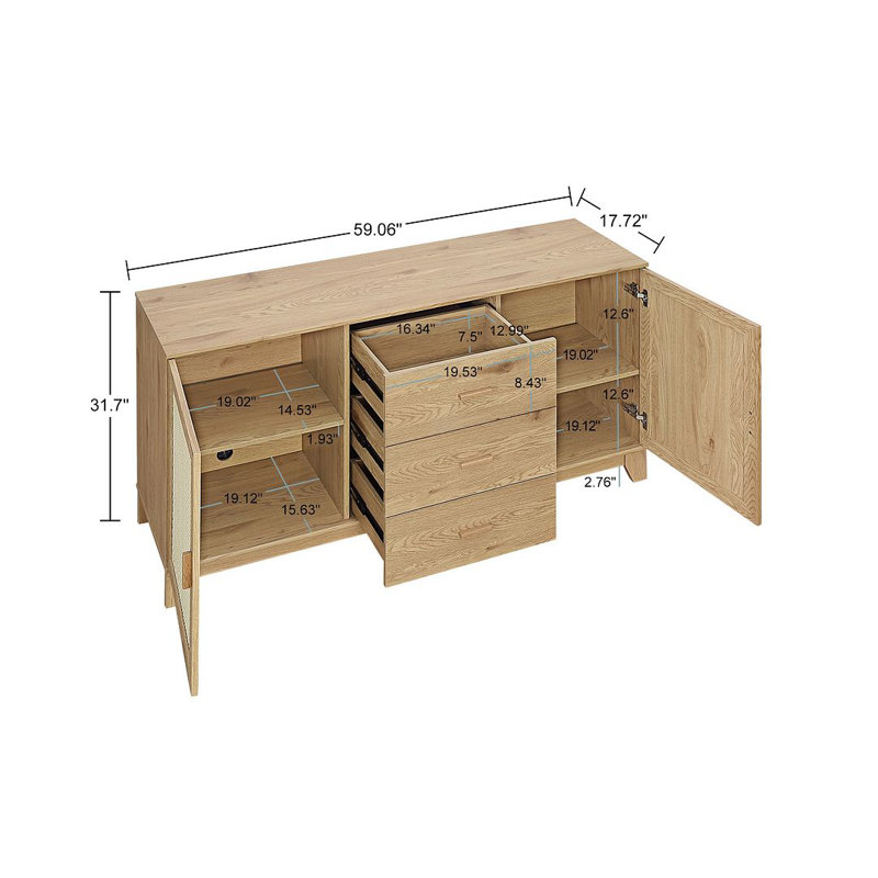 Cailidh 206.65'' W Storage Credenza, Nature