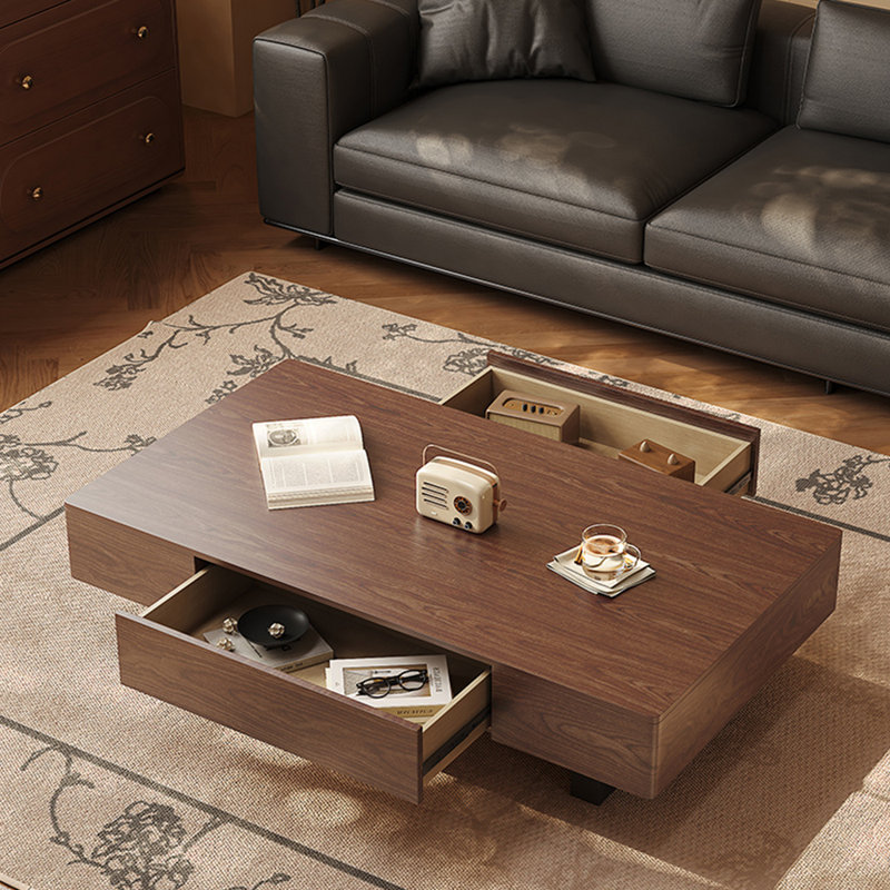 Simple rectangular coffee table., 13.8" H x 59" L x 31.5" W, Dark Brown