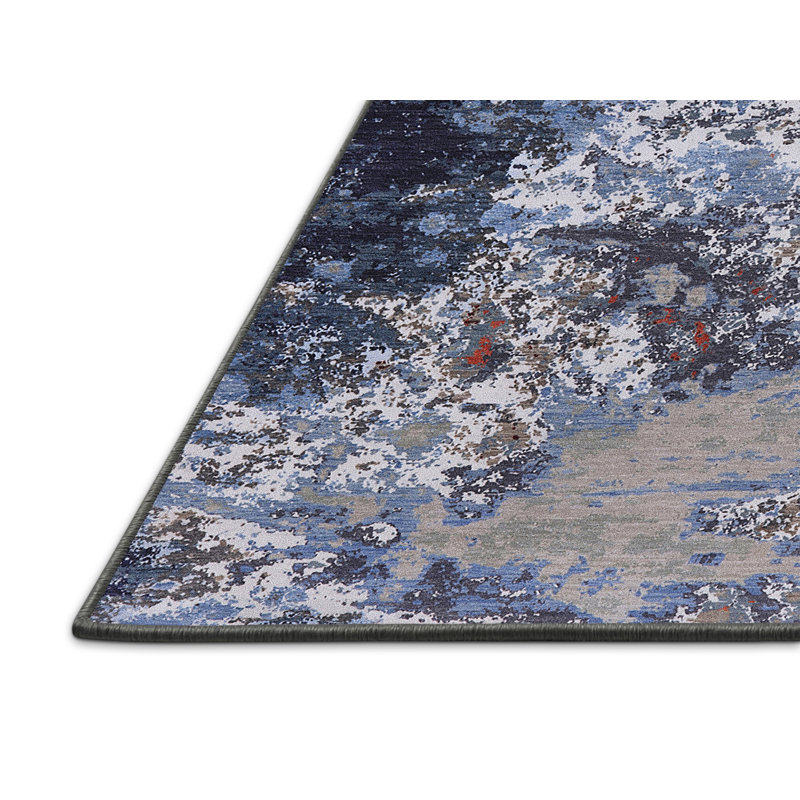 Tapis abstrait bleu, Rectangle 7 pi x 10 pi