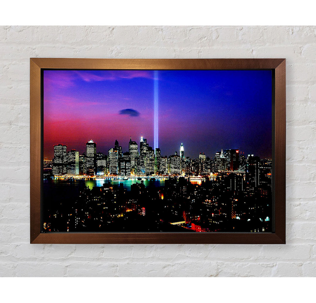 New York City Night Beam - Einzelner Bilderrahmen Kunstdrucke