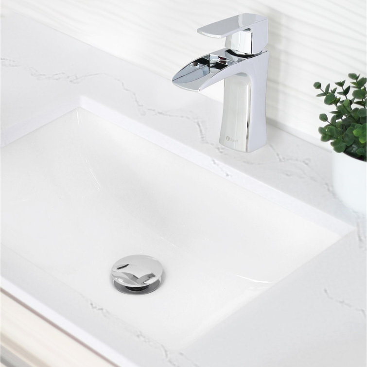 STYLISH 20 3/4 inch Rectangular Undermount Porcelain Bathroom Sink with 2 Overflow Finishes