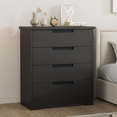 4 Drawer Dresser for Bedroom, Natural Chest of Drawers with Embedded Handles Design, Wooden Dresser Organizer