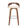 Maxime Swivel Counter or Bar Height Bar Stool with Open Low Back in Faux Leather and Wood