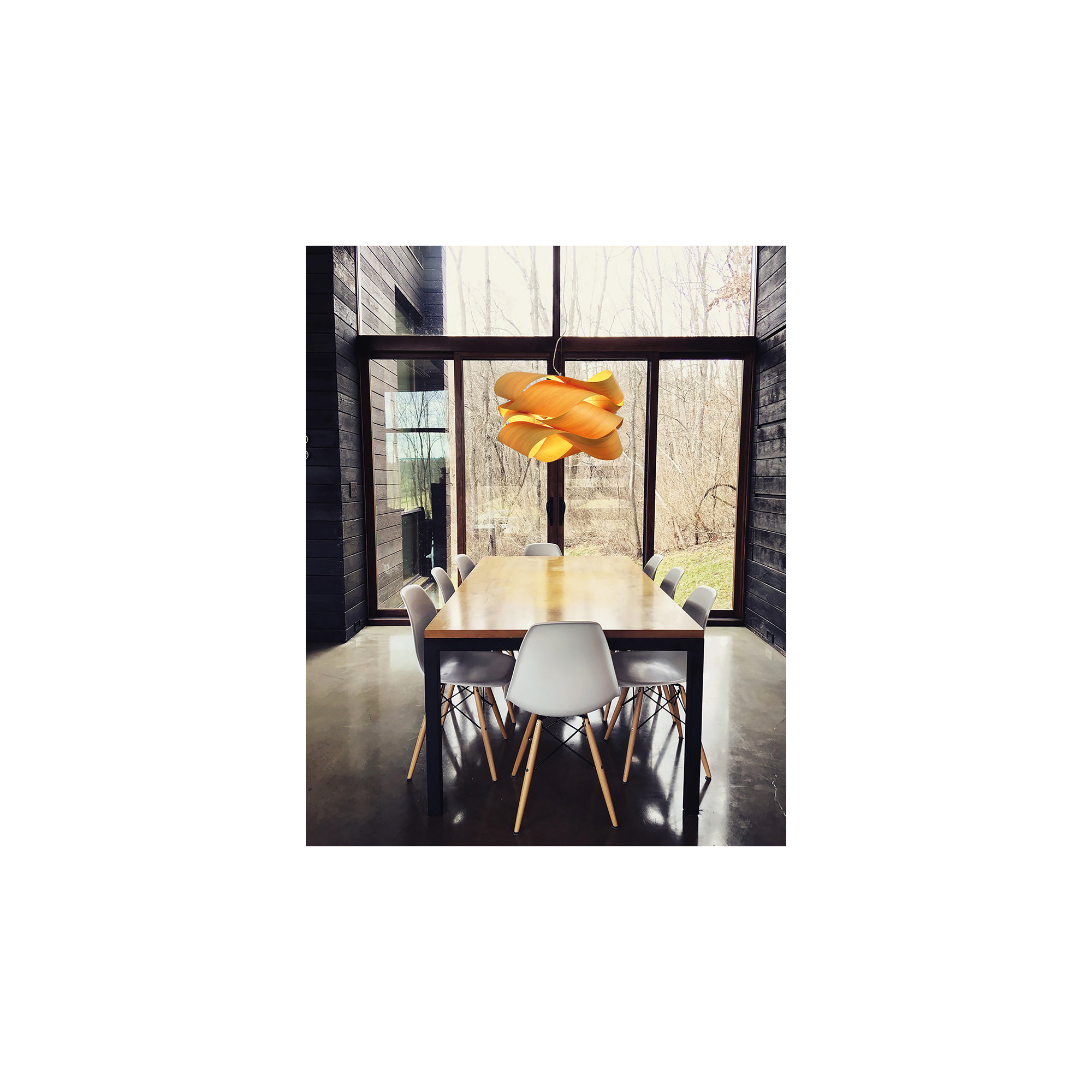 Single Light Dimmable Pendant, Yellow, 15.7" H x 27.1" W x 27.1" D, Matte Black