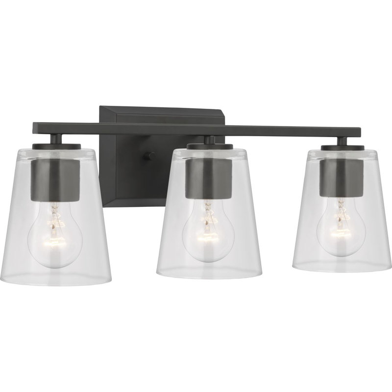Éclairage pour meuble-lavabo à intensité variable 3 lumières Rozerin, Transparent, Noir mat