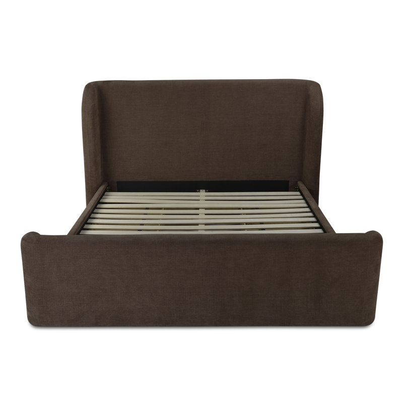 SOPHIA Upholstered Wingback Storage Bed, Queen, Dark Brown