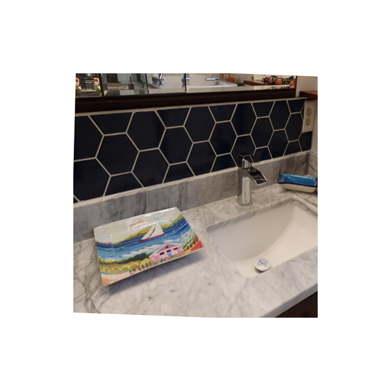 Hedron 4" x 5" Ceramic Wall Tile, Black