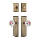 Nostalgic Warehouse New York Entry Set with White Rose Porcelain Knob