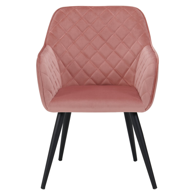 Fauteuil de salle à manger rembourré en velours Transition, Velours rose