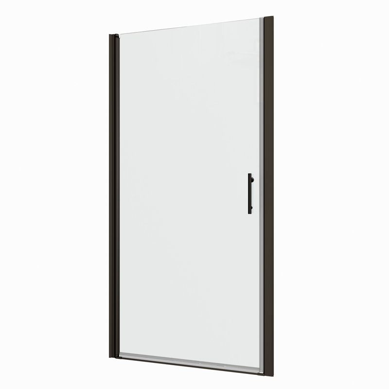 Matte Black Shower Door With 1 3/8" Adjustment And Universal Pivot. 1/4" Tempered Clear Glass, 36000 Open/Close Tests, Leakage, Easy Install, , Fits 28-29 3/8 Adjustment, Times Tested, Installation,