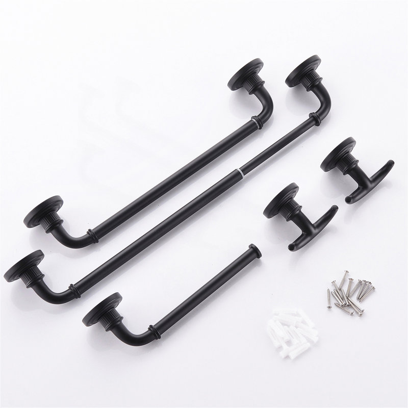 Ensemble de quincaillerie de salle de bain 4 pièces noir, Noir