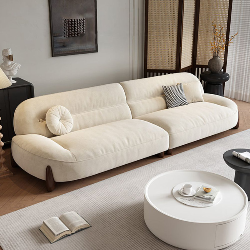 Canapé modulaire moderne en polyester blanc crème, H 33,86 po x l 94,49 po x P 40,16 po, 3