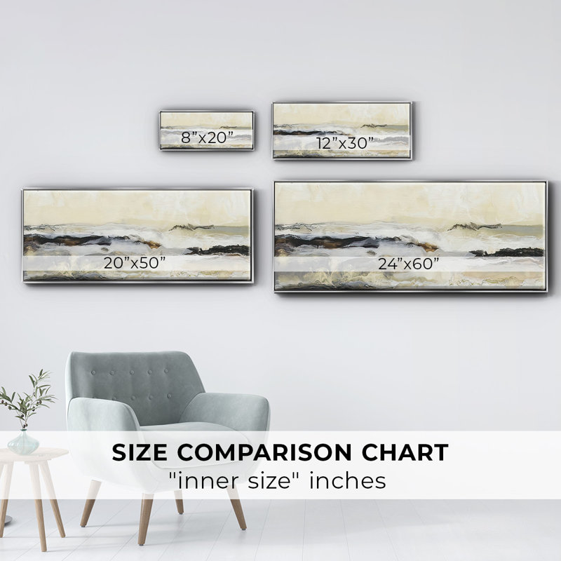Joyeux horizon I - toile encadrée, Argent, H 20 po x l 50 po x P 1,5 po