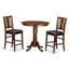 Ensemble de table de salle à manger 3 pièces à hauteur de comptoir comprenant une table ronde en bois avec piédestal et 2 cuirs-130700787-130700788