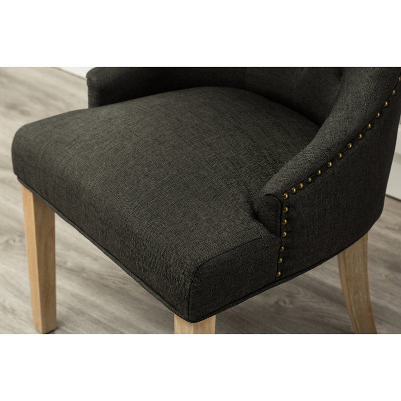 2 pièces de chaises en bois massif à boutons gris anthracite - style à oreilles avec de délicieuses têtes d'ongles, de 2 décorations de têtes fascinantes