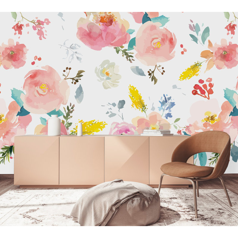 Peel & Stick Floral Wall Mural, 8.33' W x 8.33' L