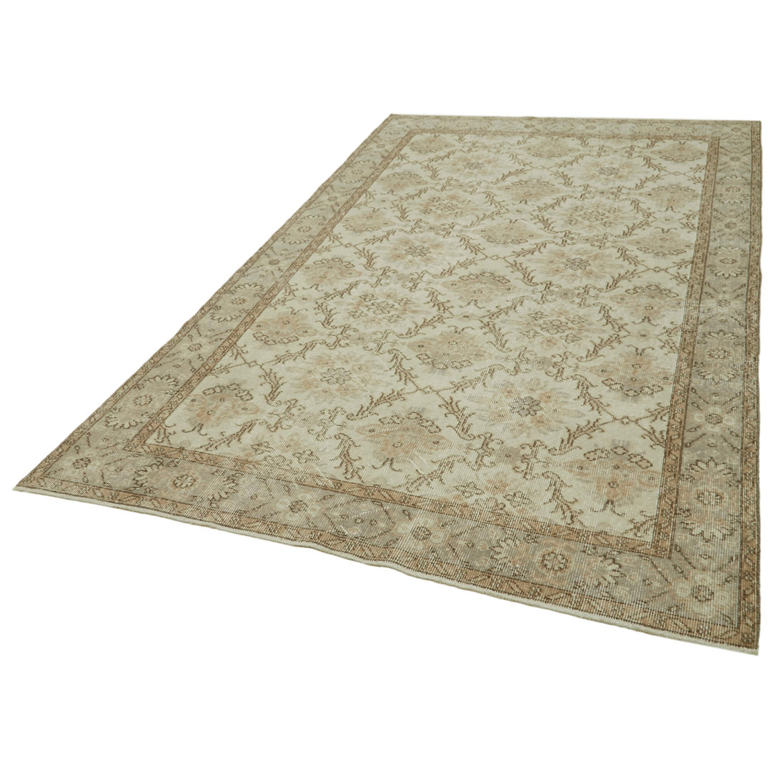 Vintage Beige Vintage Wool Handmade Area Rug