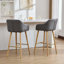 Ensemble de 2 tabourets de bar modernes - tissu de lin - pieds en bois de chêne - hauteur d'assise de 29,5 po-1340449396