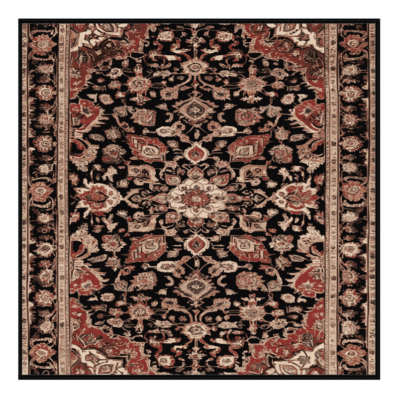 Machine Washable Persian Brown Area Rug, Square 8'