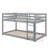 Wood Twin Over Twin Low Bunk Bed With Ladder-1014742010