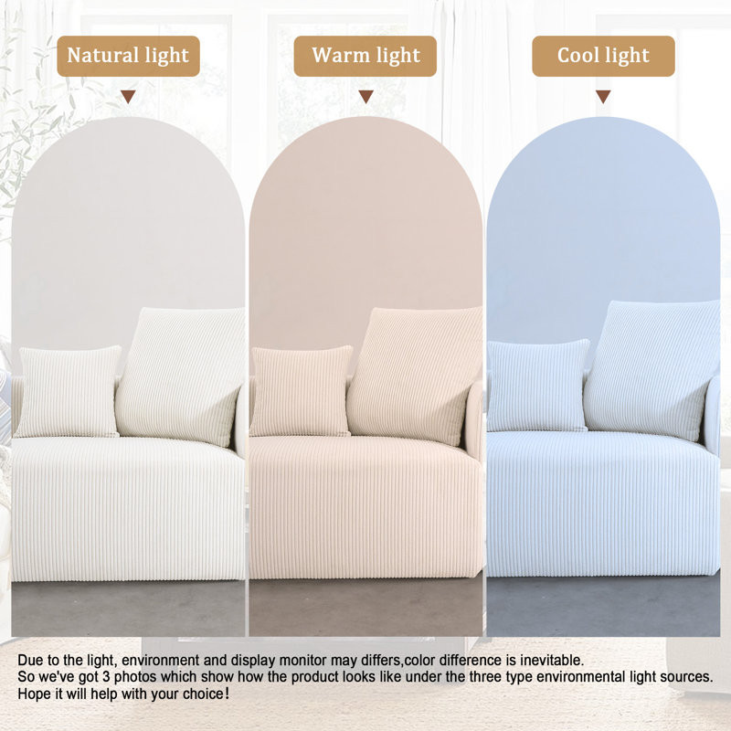 Chaise longue rembourrée en velours côtelé Osterhus, Beige