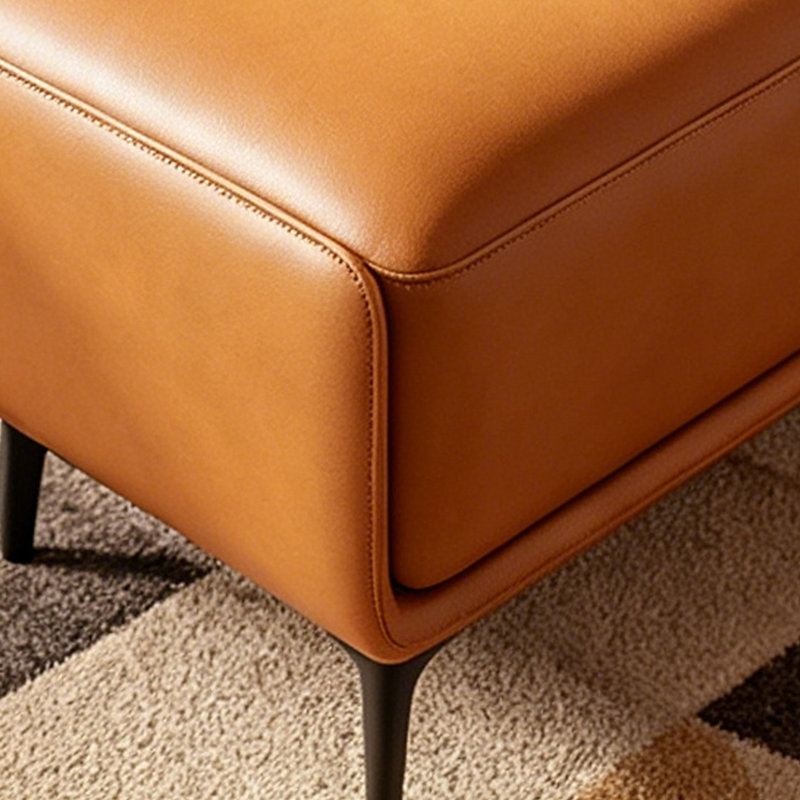 Banc rembourré en similicuir orange