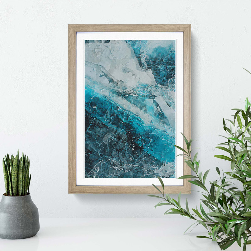Beauty of a Glacier in Abstract - Picture Frame Graphic Art Print on MDF, Oak Framed, 36cm H x 27cm W x 2cm D