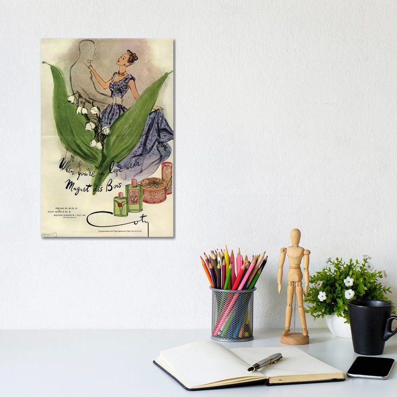 1940s Coty Perfume Magazine Advert by Carl Erickson - Gallery-Wrapped Canvas Giclée on Canvas, 20.32 cm H x 30.48 cm W
