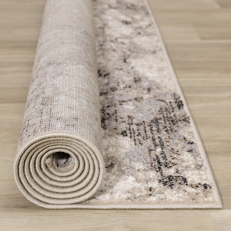 Tapis beige à poils courts Ahkeem Ominous, Rectangle 6 pi 7 po x 9 pi 10 po