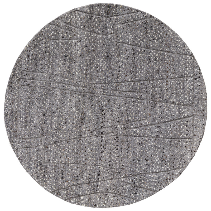 Dering Modern Polka Dots, Gray/Tan/Taupe Area Rug, Round 8'