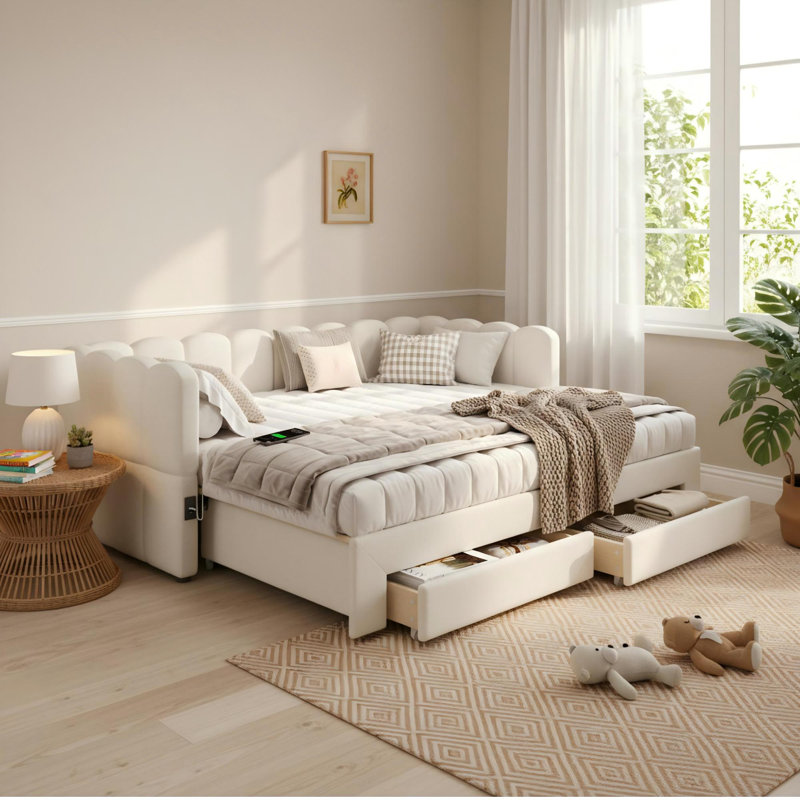 Upholstered Daybed, White