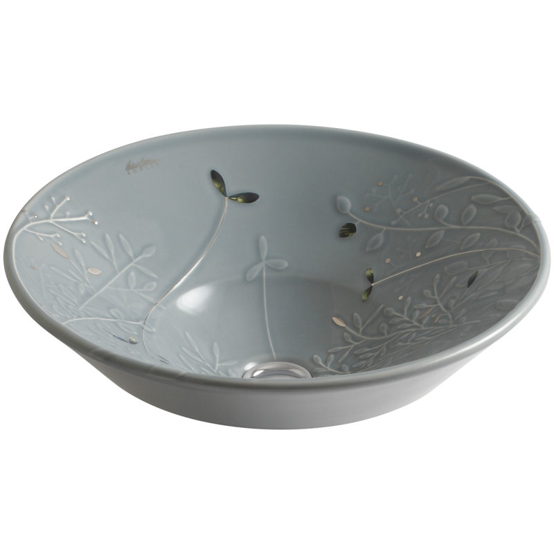 Lavabo de salle de bain vasque circulaire en céramique Gilded Meadow ™, Or