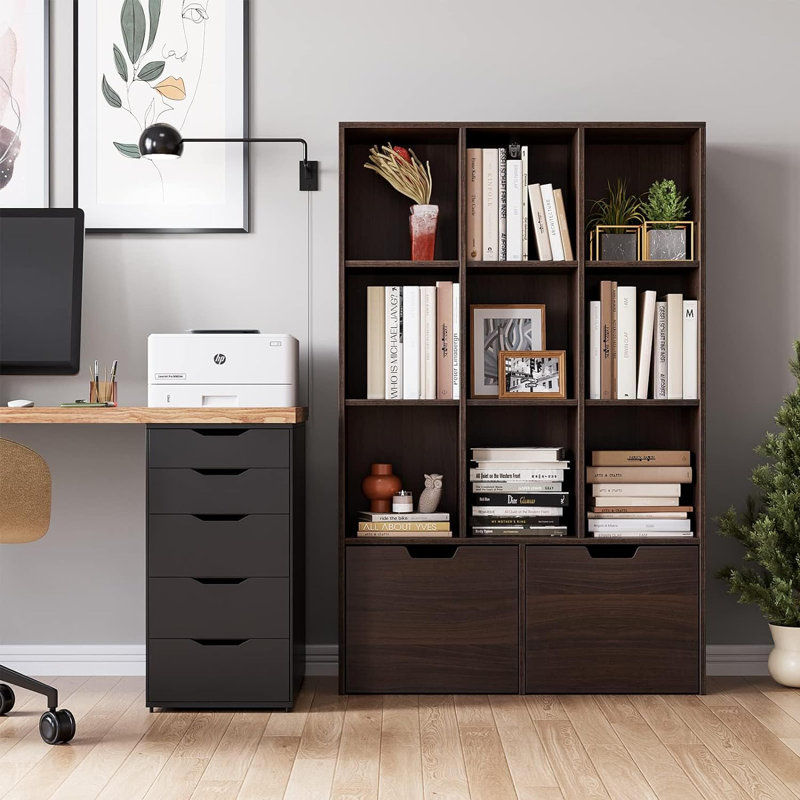 Rayfus Bookcase Storage Bookcase, Brown