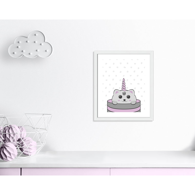 Caticorn I, art encadré, H 24,5 po x l 20,5 po x P 0,63 po, Cadre blanc