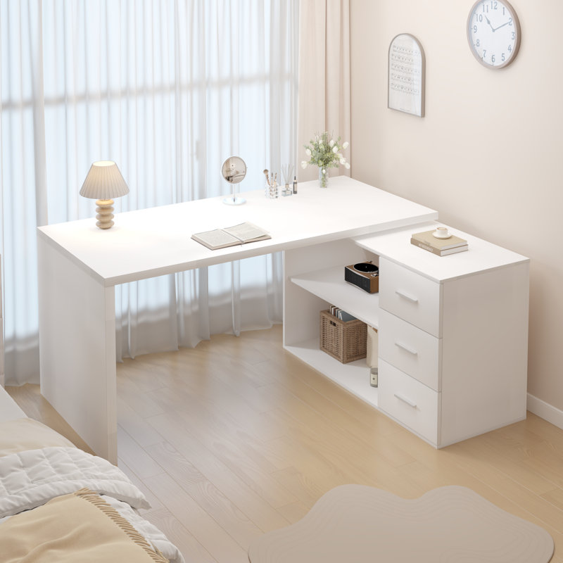 Jahnvi L-shaped desk, White Oak, 29.9" H x 55.1" W x 19.7" D