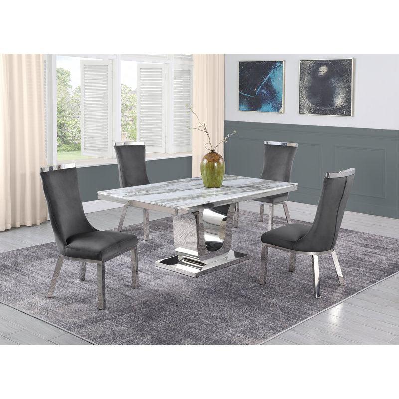 Ensemble repas pour 4 personnes Cayley, Gris foncé, 5 morceaux
