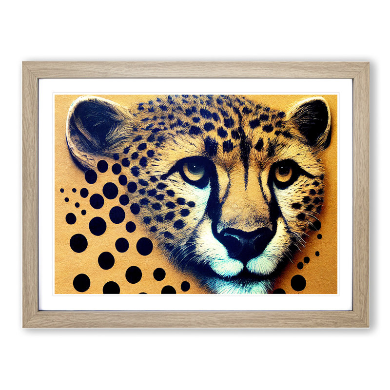 Blooming Cheetah - Framed Print, Oak, 25cm H x 34cm W x 2cm D