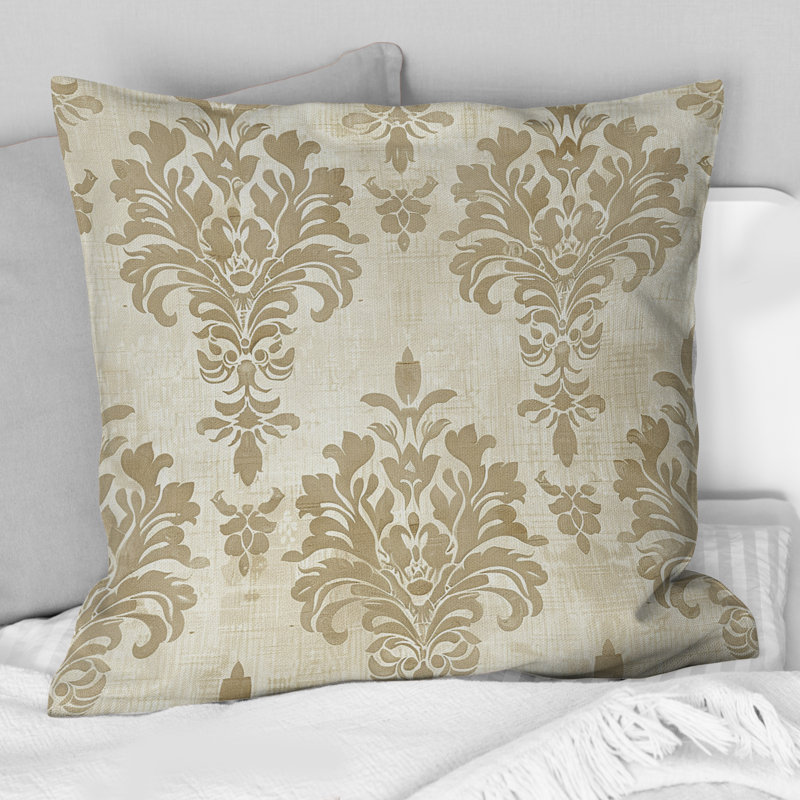 Beige Country Floral Chic III - coussin floral, H 18 po x l 18 po, Carrée