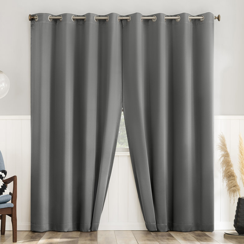 Gheorghi Magnetic Closure Room Darkening Grommet Curtain Panel Pair, 54" W x 63" L, Gray