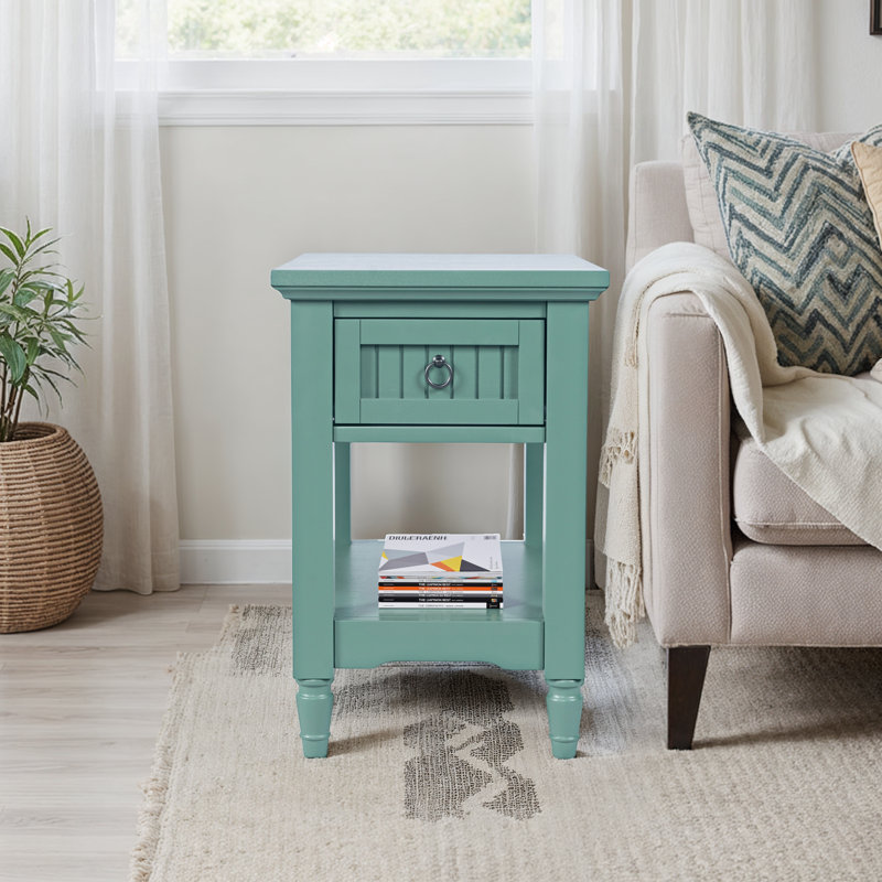 Pearce Modern Farmhouse Chairside End Table with Storage Shelf - Fern Green, Green