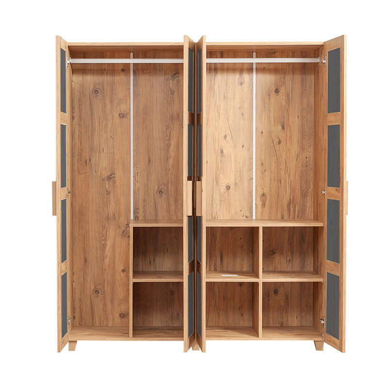 Frieder 4 Door Manufactured Wood Wardrobe, Brown/Anthracite