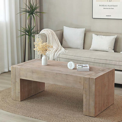 Farmhouse Rectangular Rustic Wood Coffee Table