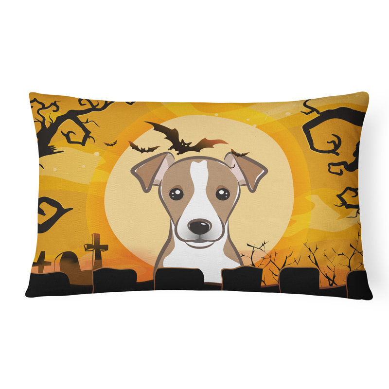 Coussin décoratif intérieur/extérieur en tissu d’halloween jack terrier , Brun