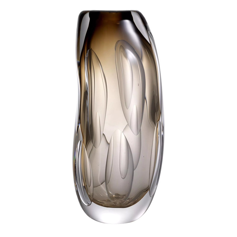 Sianni Handmade Glass Table Vase, Brown, 13" H x 6" W x 4" D